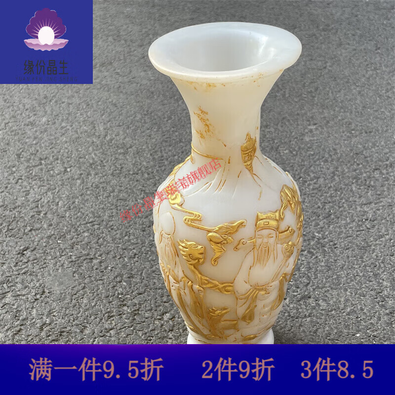 晶生仿古石雕工艺品客厅装饰古雕玉器摆件做旧老玉高古玉老式岫玉花瓶