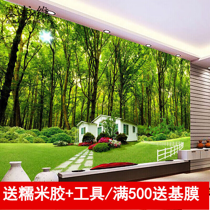 3D风景图片大全 植物,3D风景图片大全 背景 多美莱定制背景墙壁画3d风景壁纸墙纸电视客厅背景墙布定制绿色树林