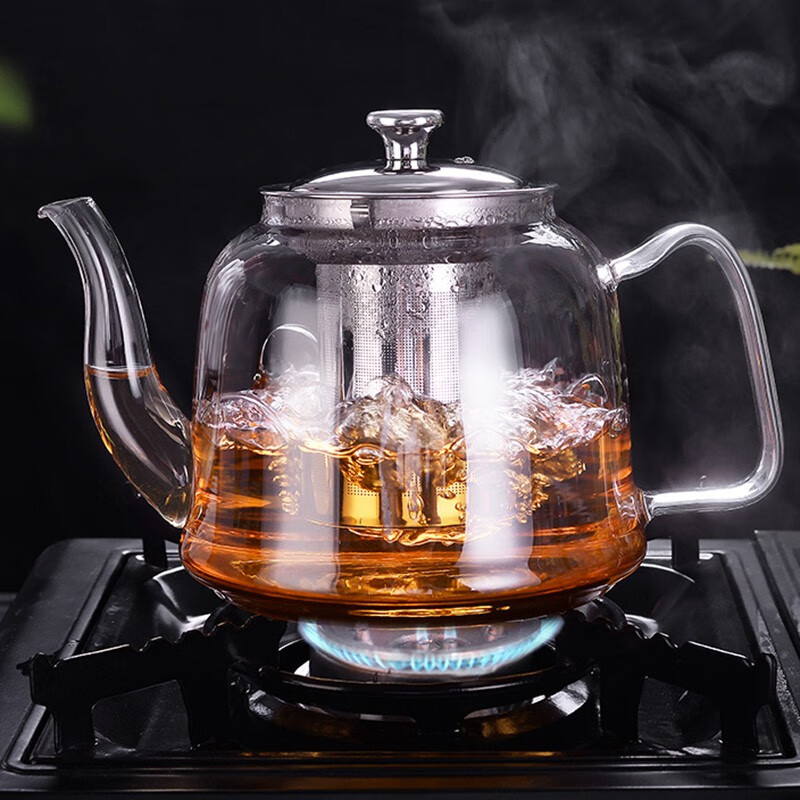 禾艾苏（heisou）耐热玻璃茶壶大容量家用办公待客泡茶壶不锈钢过滤内胆功夫茶具 南瓜壶1600ml