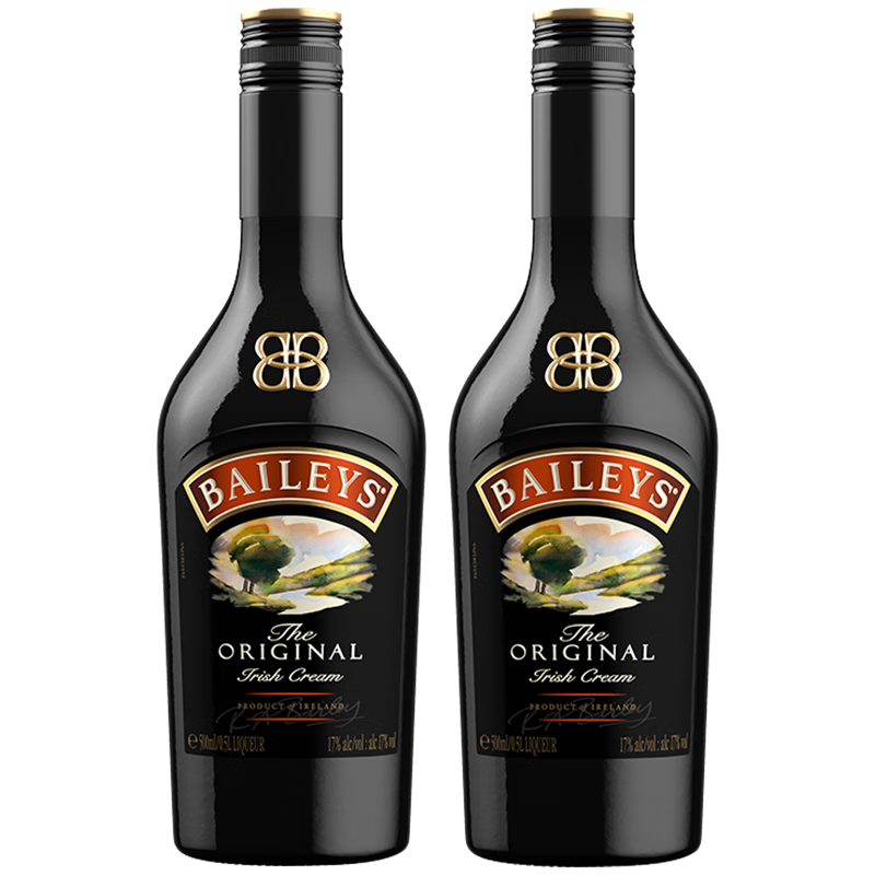 百利（Baileys）甜酒 力娇酒利口酒 奶酒 原味 洋酒组合装 500ml*2