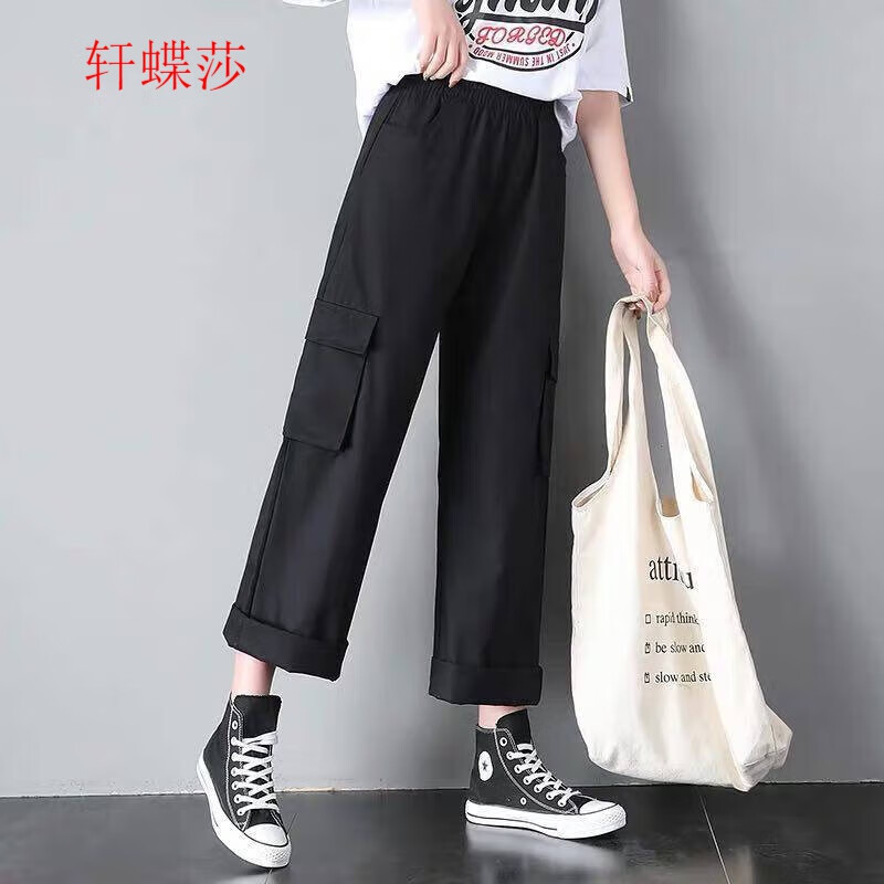 她风采ins工装裤女学生韩版直筒裤秋季百搭显瘦运动休闲阔腿裤女夏