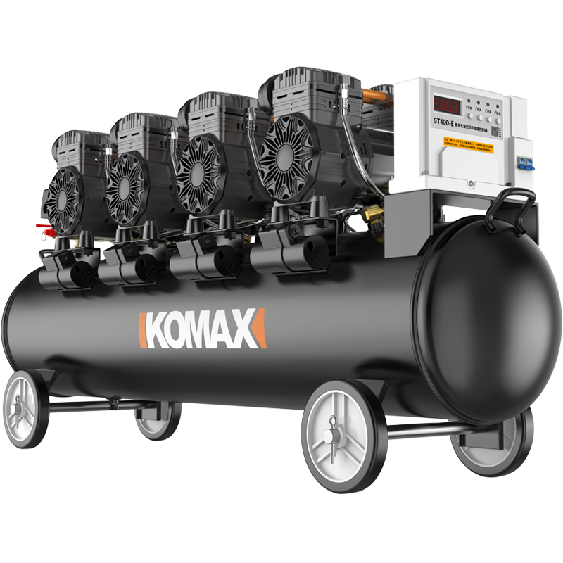 科麥斯無(wú)油空壓機220v小型氣泵工業(yè)級高壓空氣壓縮機便攜木工噴漆打氣泵 純銅無(wú)刷電機大排量120L+13件套