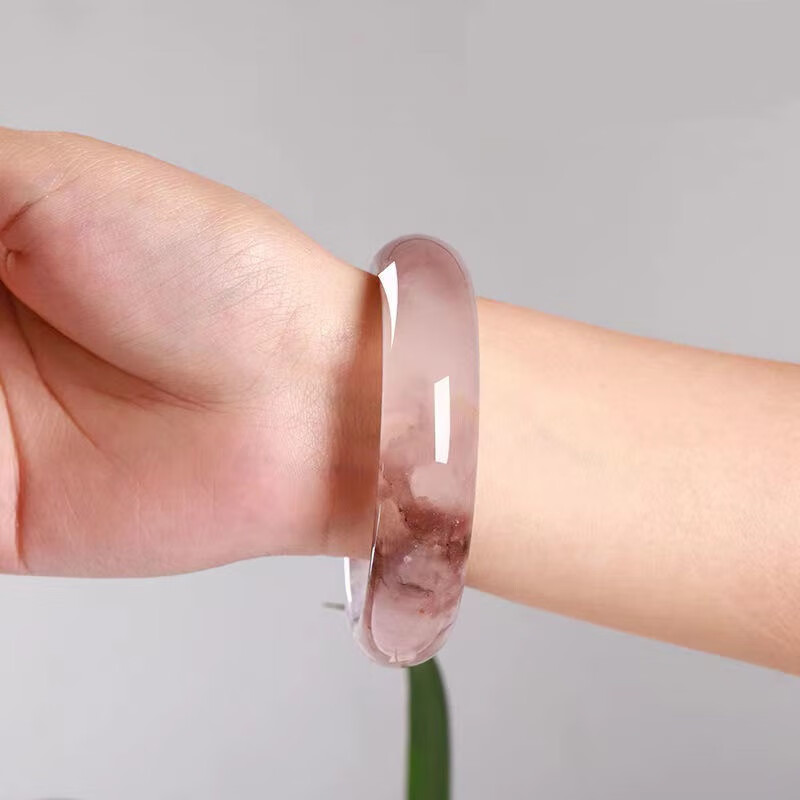 恋聚天然真玉天山翠手镯时尚女款旺夫手镯冰种紫罗兰翡翠色金丝玉镯子