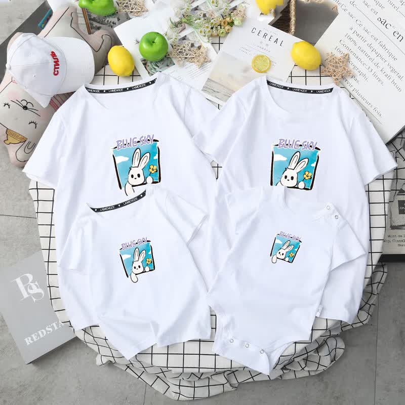 蝶鹿（Dielu）2023夏亲子装纯棉短袖爬爬服连体衣0-6个月婴儿包屁衣四季 白色 爬爬服73