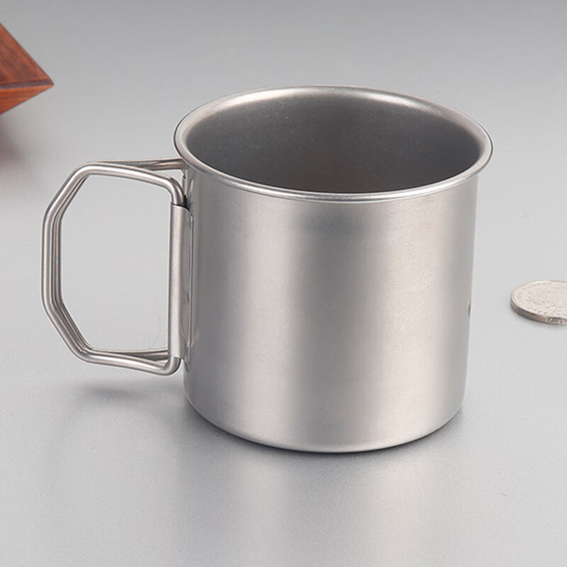 德勒(dele) 304不锈钢折叠水杯随身户外用杯子复古马克杯咖啡杯单层