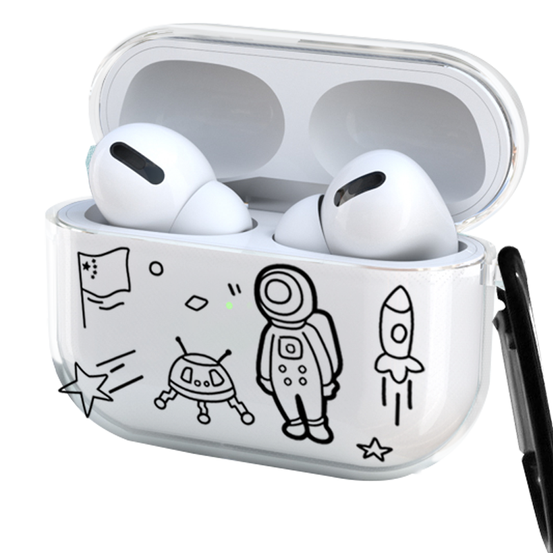 壳姐姐 airpods Pro保护套 苹果无线蓝牙耳机套 个性创意潮牌卡通可爱Pro防滑防摔透明软壳太空宇航员