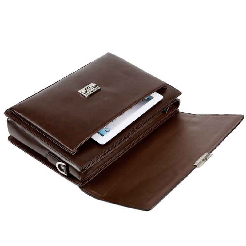 酷奇男包轻奢品牌商务公文包男士单肩包大容量文件夹带密码锁手提包防泼水14英寸笔记本电脑包男多隔层 黑色68069-38