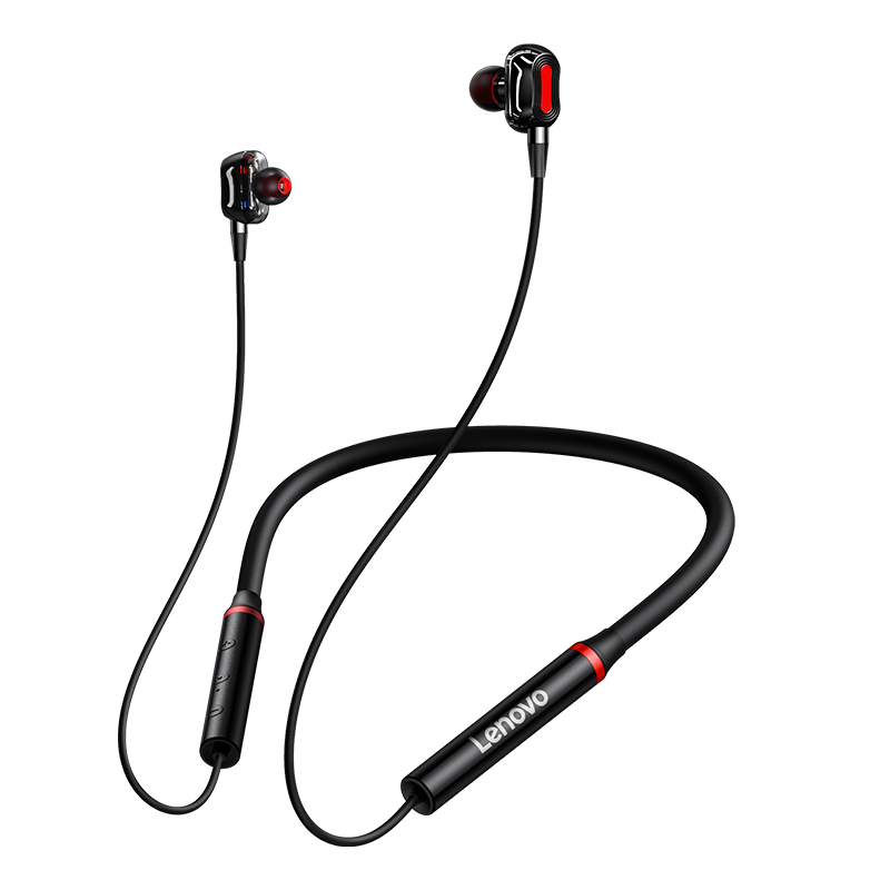 联想(Lenovo) thinkplus HE05Pro黑色 蓝牙无线 入耳式手机耳机 颈挂式耳机 磁吸防汗长续航8D立体声音乐耳机