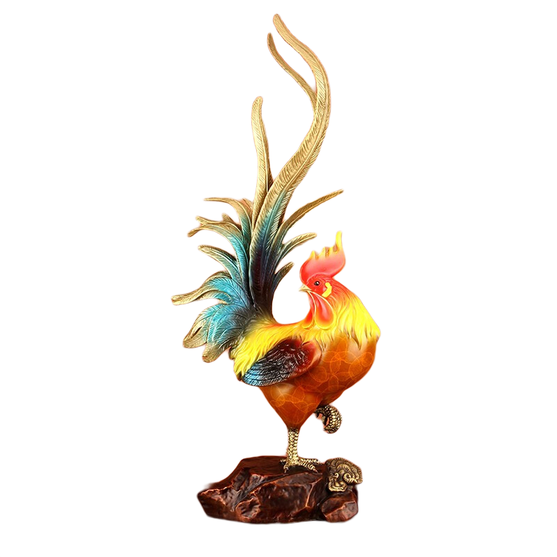 上善若水《金雞報(bào)喜》全銅彩雞擺件一鳴驚人客廳臥室十二生肖工藝禮品擺設(shè) 《金雞報(bào)喜》中號(hào)【原創(chuàng)設(shè)計(jì)】