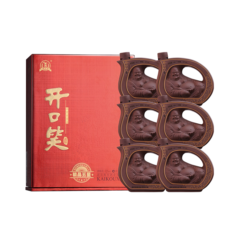 开口笑酒·精品五星 浓香型白酒 聚会自饮 送礼之选 52度 500mL 6瓶 【整箱装】