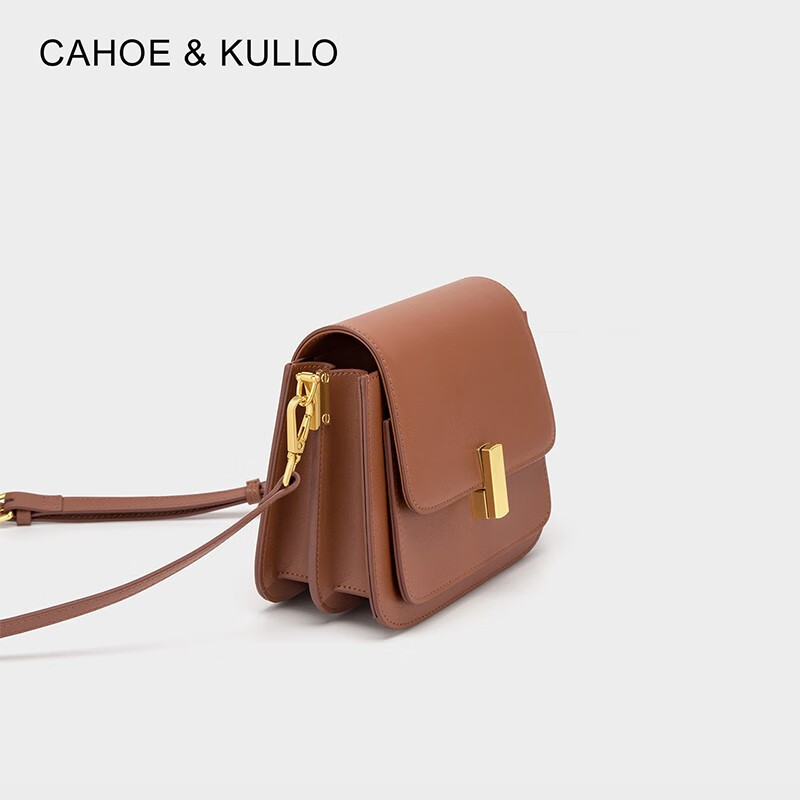 CAHOE KULLO包包女包2026新款女士斜挎包轻奢侈单肩包风琴包马鞍包新年礼物 【棕色】+【兔子挂饰】 春季实用走心高级感送妈妈