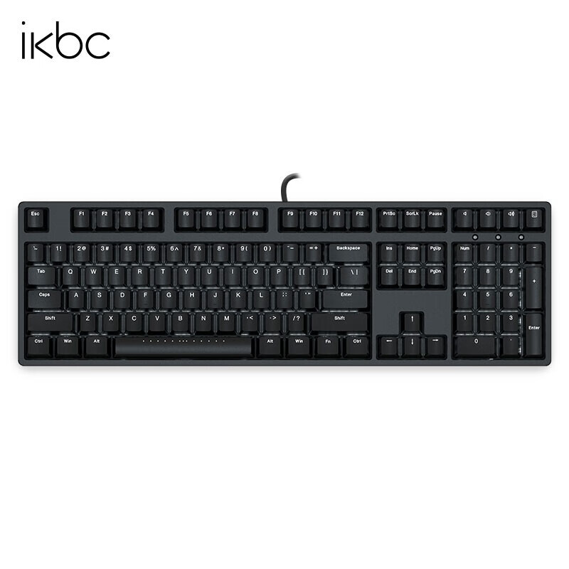 ikbc F108 机械键盘 有线键盘 游戏键盘 108键 单光 cherry轴 吃鸡神器 背光键盘 笔记本键盘 黑色 茶轴
