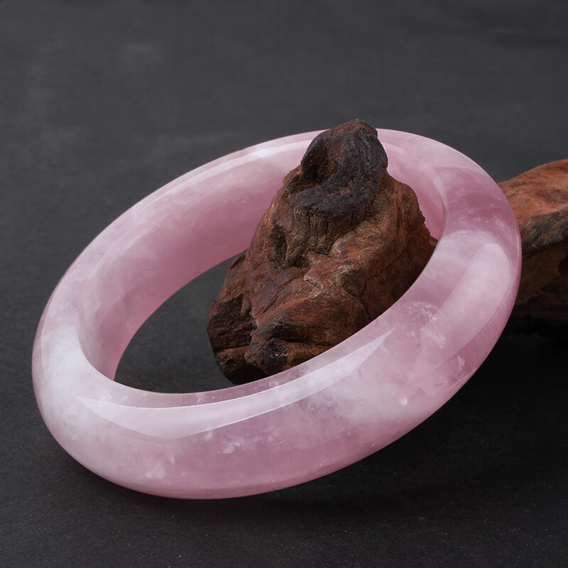 冰珂天然粉水晶宝石马达加斯加芙蓉石手镯镯子粉饰品手环手镯女粉晶