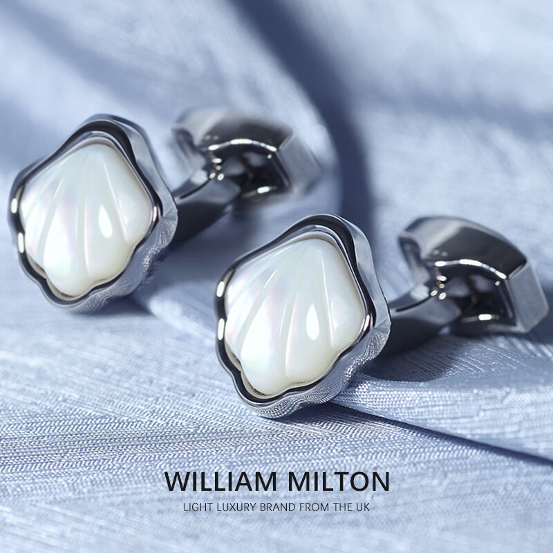 WILLIAM MILTON限量珍珠贝母（一辈子）袖扣男士轻奢婚礼新郎定制礼物袖口钉礼盒 一辈子