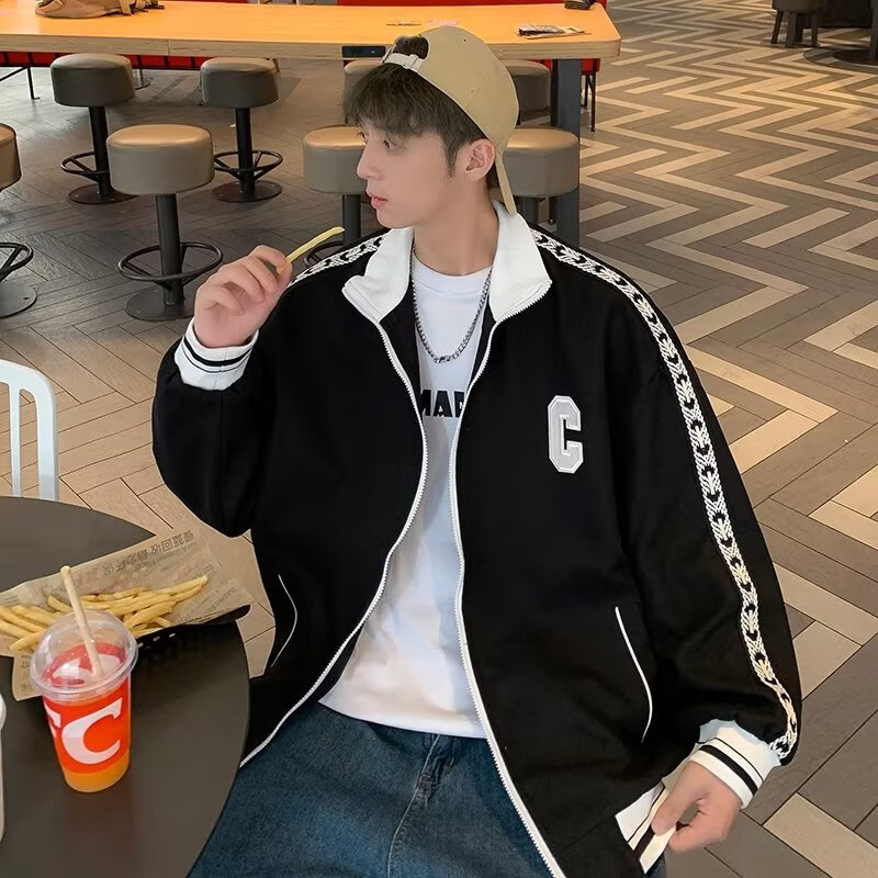 angelgonzales男士高档立领外套男生春夏季胖子宽松大码oversize高街