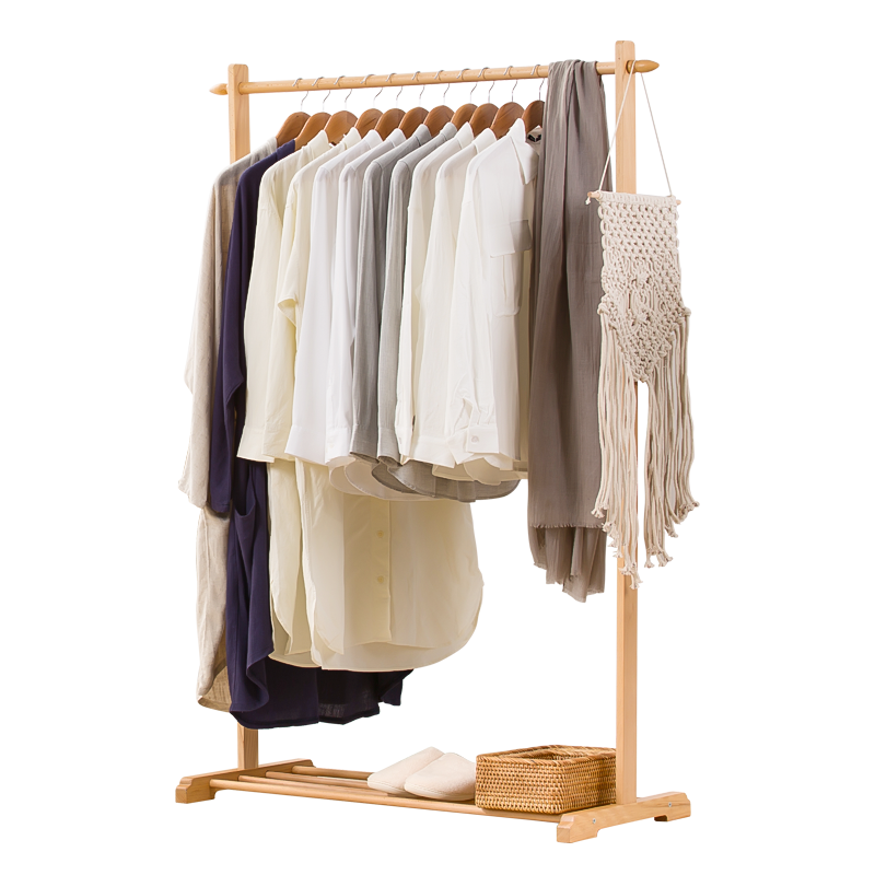 实木室内挂衣架落地卧室家用木质衣服架子单杆式衣架居友 新西兰松木65cm原木色