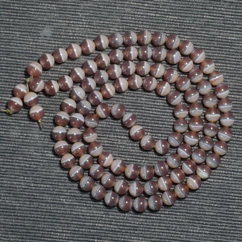 沃韵 红冰天地一线药师玛瑙手链  8mm108颗佛珠 天然缠丝天珠手串