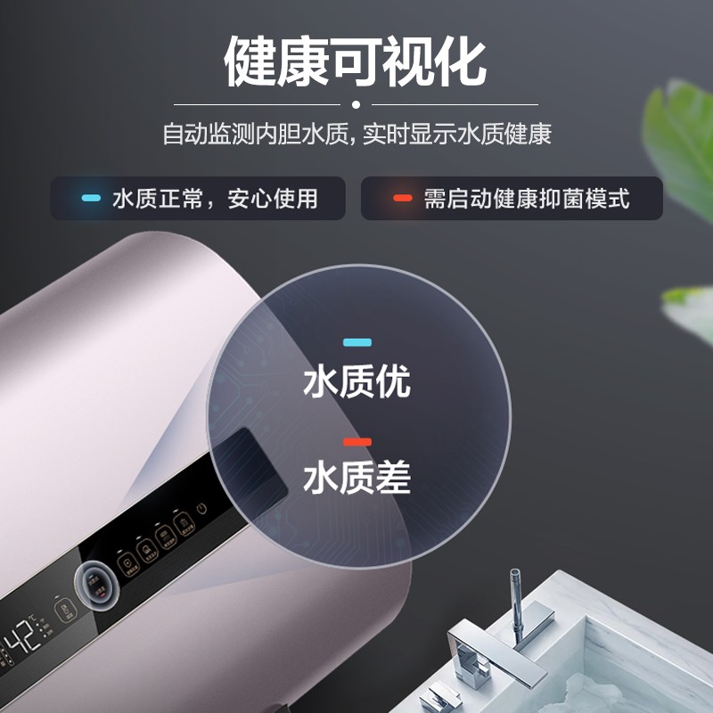 海尔（Haier）空间大师50升电热水器纤薄双胆双擎速热扁桶大水量镁棒免更换健康可视化WIFI智控EC5003-JDPU1