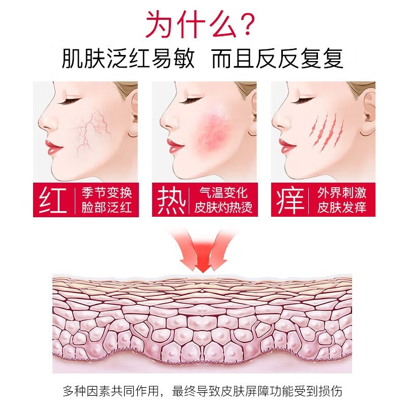 珀芙研舒缓保湿修护霜敏感肌保湿滋润乳液改善干燥泛红爽肤水乳 修护霜10g*3+屏安精华5支+安肤水30ml