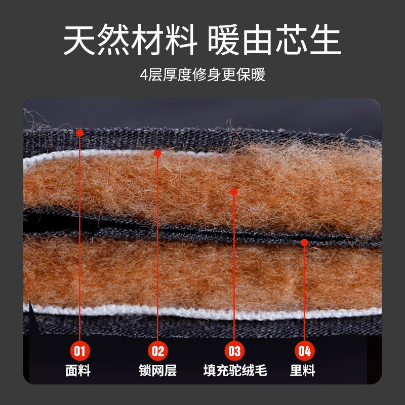 羊老大新款驼绒毛棉裤女海藻里料高腰 冬季男士加长贴片保暖裤 黑色 女士 L (160/68A)