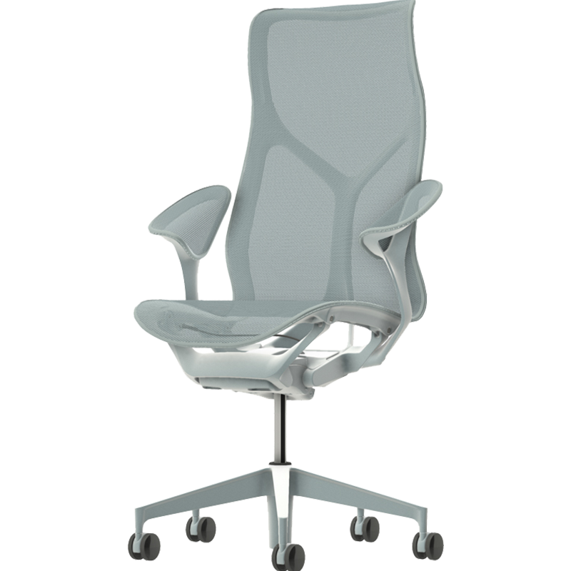 赫曼米勒（HERMAN MILLER）Cosm 座椅 叶片式扶手电脑椅办公椅人体工学椅 个性款 冰川蓝(高背-钢制脚)-17天发货