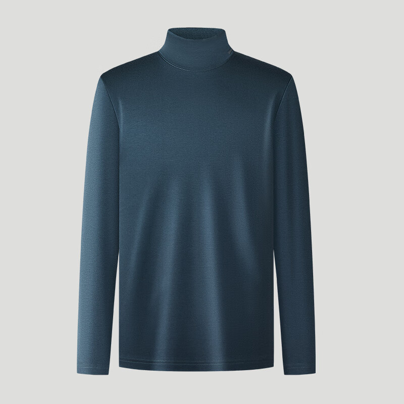 鳄鱼恤(CROCODILE)商务青年男士T恤中高领柔软亲肤长袖上衣 灰蓝 3XL