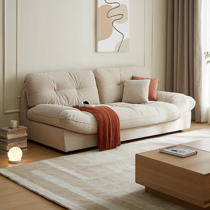 23日20点:全友家居 奶油风布乳胶座包沙发 111039绒布三人位布艺沙发