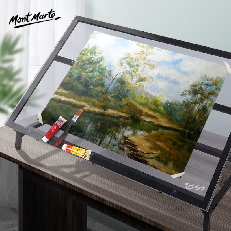 蒙玛特 绘画桌  桌面设计台 玻璃桌子折叠升降学生绘图桌台式画案美术工作台制图画台 桌面玻璃绘画桌MEA0051