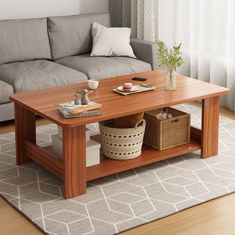 御乐欣 茶几现代简约沙发边桌家用茶几桌小户型客厅小茶几茶桌子 【升级款】120*60*42cm古檀木色