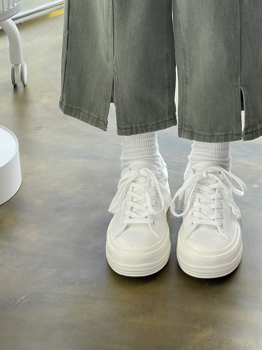 凤高(fenggao)春秋帆布鞋女低帮2023新款百搭学生日系溶解底休闲小白