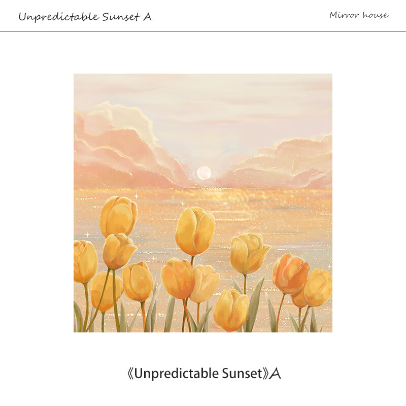 奶油风餐厅装饰画感北欧郁金香卧室挂画原木风餐桌背景 unpredictable