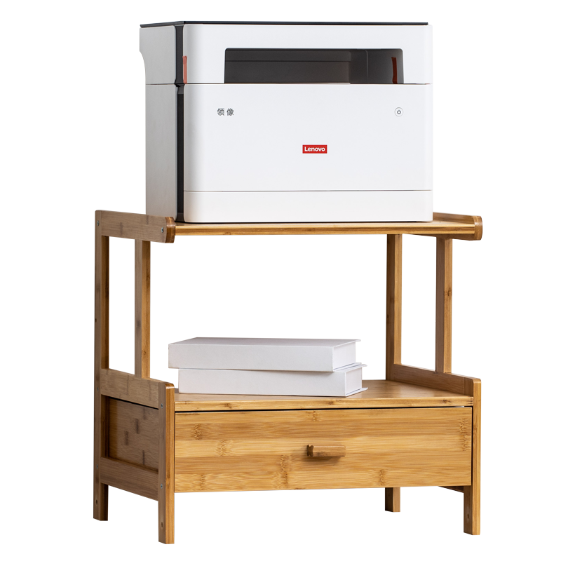 倍方 多功能带抽屉置物架原色 双层打印机桌 打印机架 一体机工作台机柜  打印机复印机底座收纳架