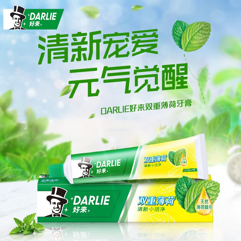 DARLIE 好来(原黑人)牙膏双重薄荷茶倍健超白套装黄牙清新口气牙渍 超白茶薄荷组合(5支共740g)