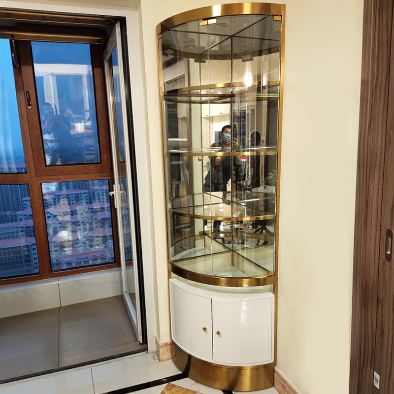 沃蓝尚品 碧桂园酒柜钢化玻璃门家用客厅转角柜三角柜扇形墙角靠墙