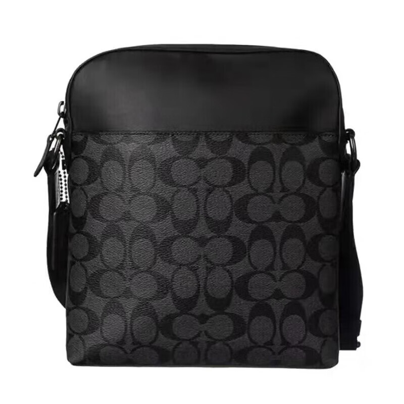 coach男包 新款男士 浮雕时尚 轻奢小方包 单肩斜挎飞行员拉链方块男