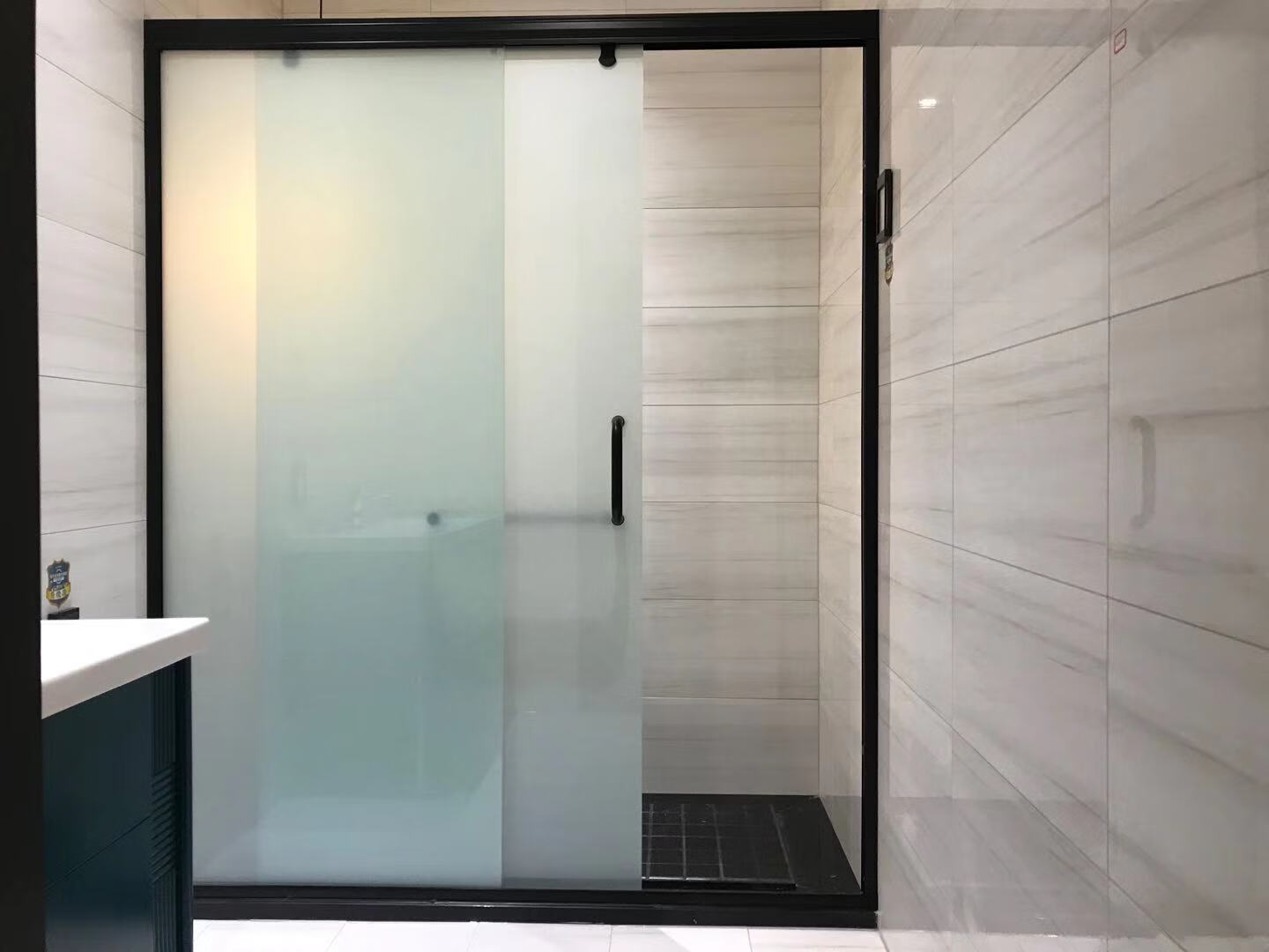 betogt定制空铝防爆玻璃卫生间推拉门浴室隔断玻璃门干湿分离淋 黑色