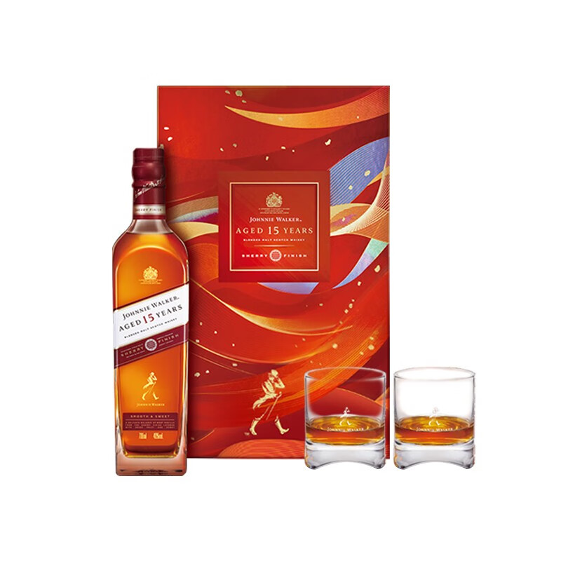 尊尼获加 （JOHNNIE WALKER ）洋酒 15年 苏格兰进口威士忌700ml雪莉版顺意团圆限量礼盒