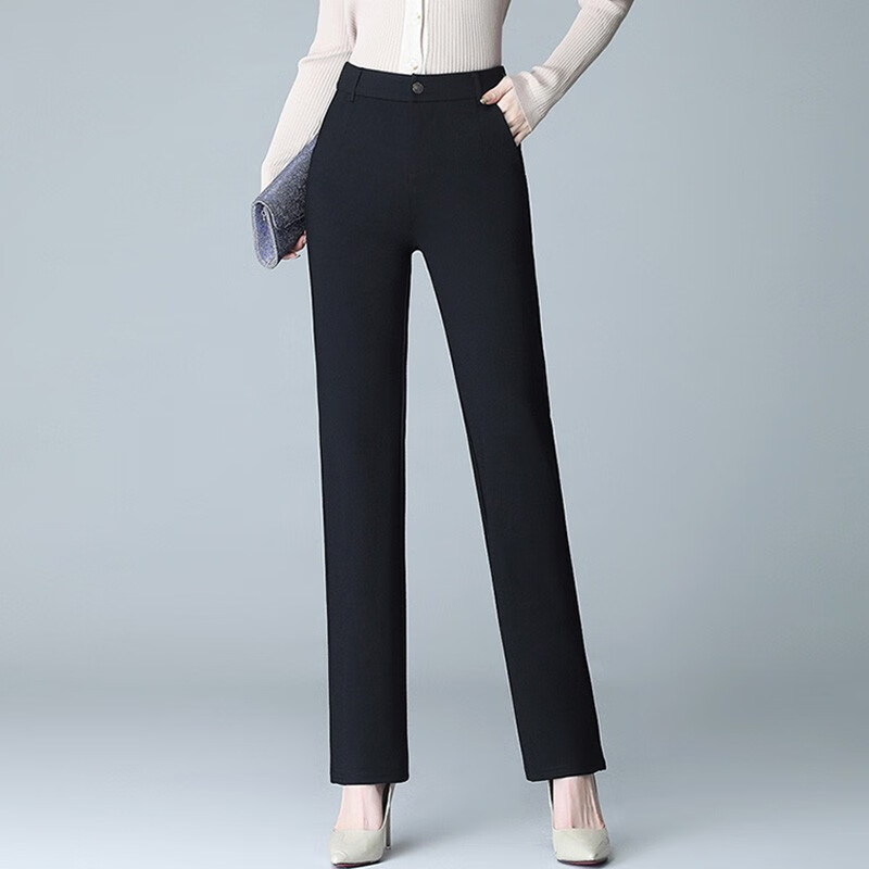 丝秋冬直筒裤女休闲裤秋冬季休闲百搭修身显瘦高腰女裤时尚女装裤子