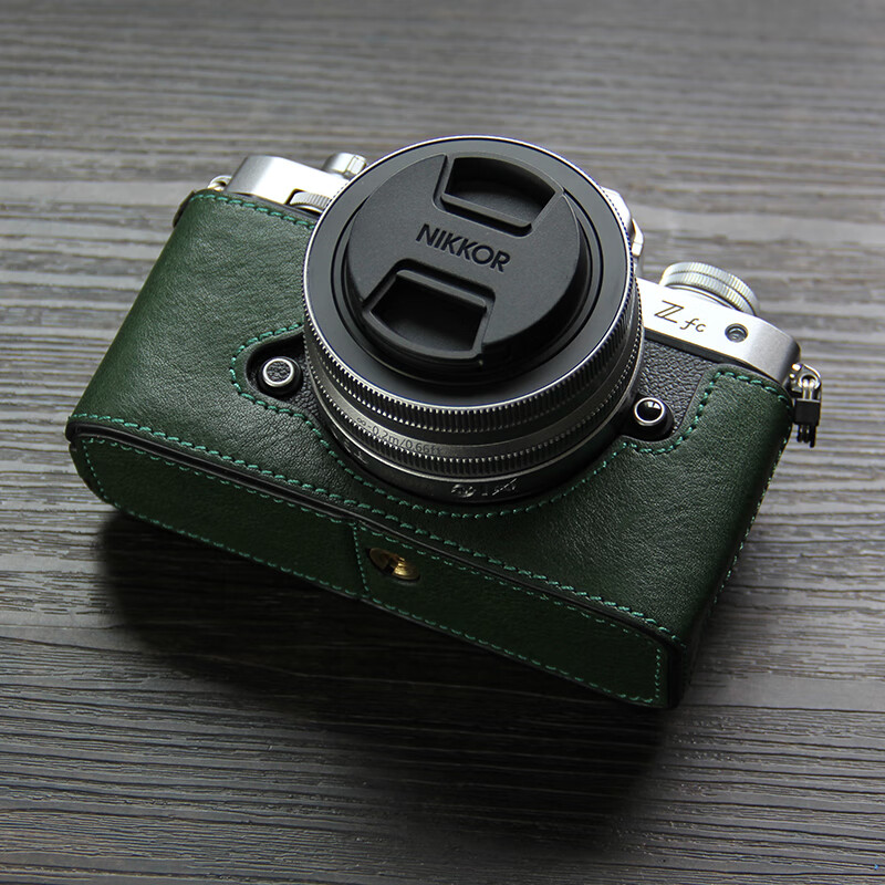 shu)适合尼康zfc相机套 半套底座 头层牛皮 复古绿zfc保护皮套配件 墨