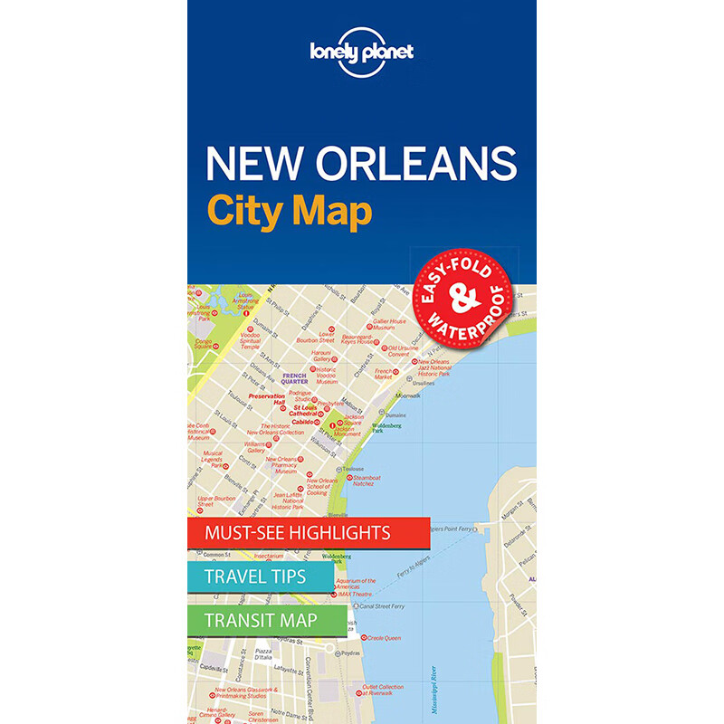 现货英文原版 new orleans city map1 新奥尔良城市地图旅游指南2017