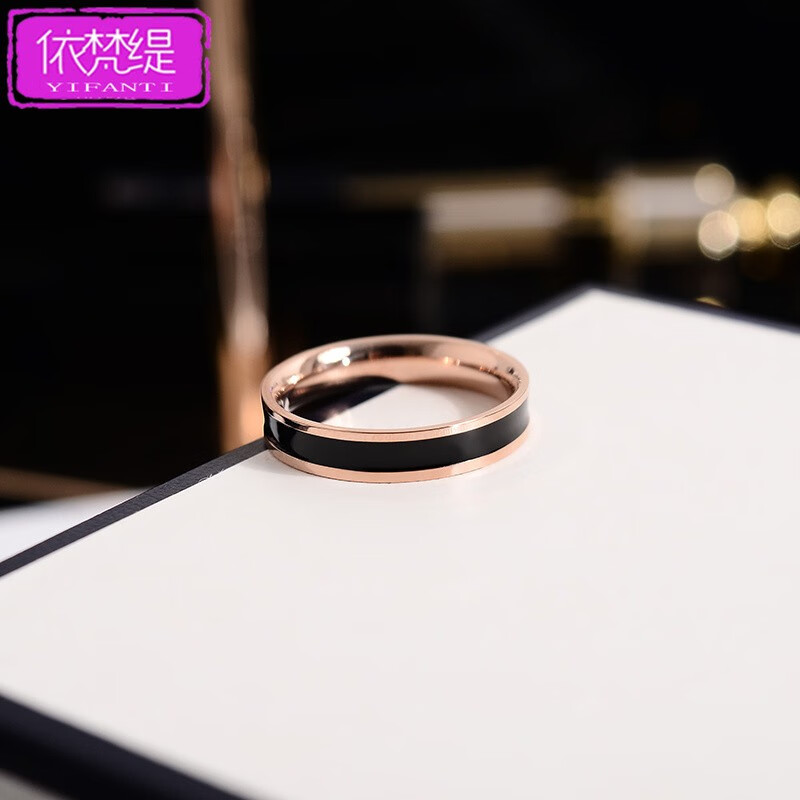 伊梵缇日韩时尚气质钛钢镀玫瑰金情侣食指戒指男女款指环尾戒手饰品