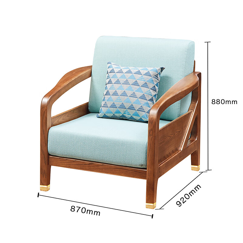 缦宛木北欧实木沙发中式佛山批发 现代简约冬夏两用实木沙发 白蜡木
