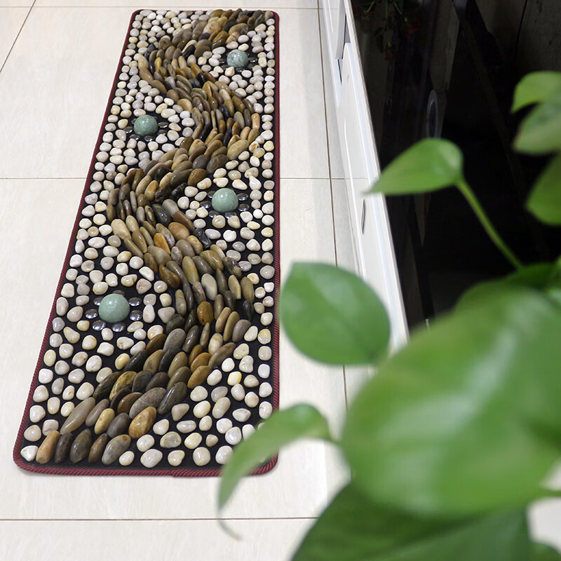 天然鹅卵石足底按摩垫健身训练走毯石子路立平步道足疗磁石球脚垫 立平磁石球溪水款 40cmX150cm