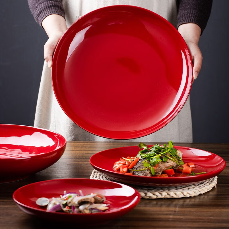 瑾睿茗瓷 大鱼盘大盘鸡盘子菜盘家用盘子超大圆特大剁椒鱼头专用盘子