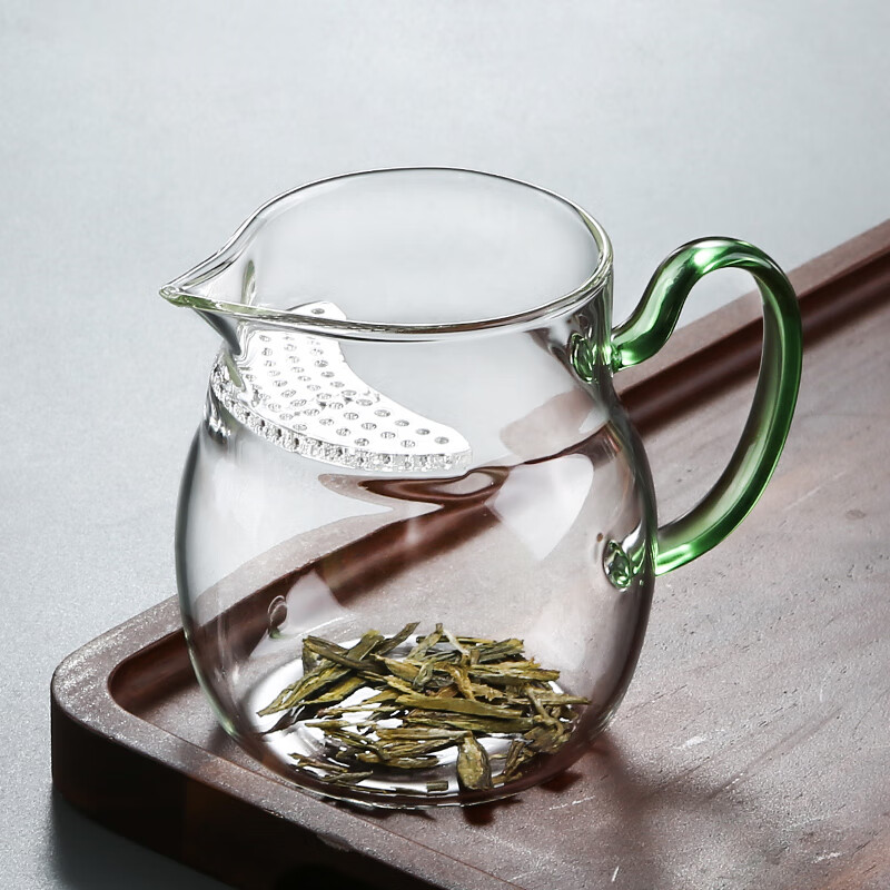 贞喜气月牙过滤茶杯公道杯玻璃带茶漏一体大容量分茶器高硼硅泡茶杯