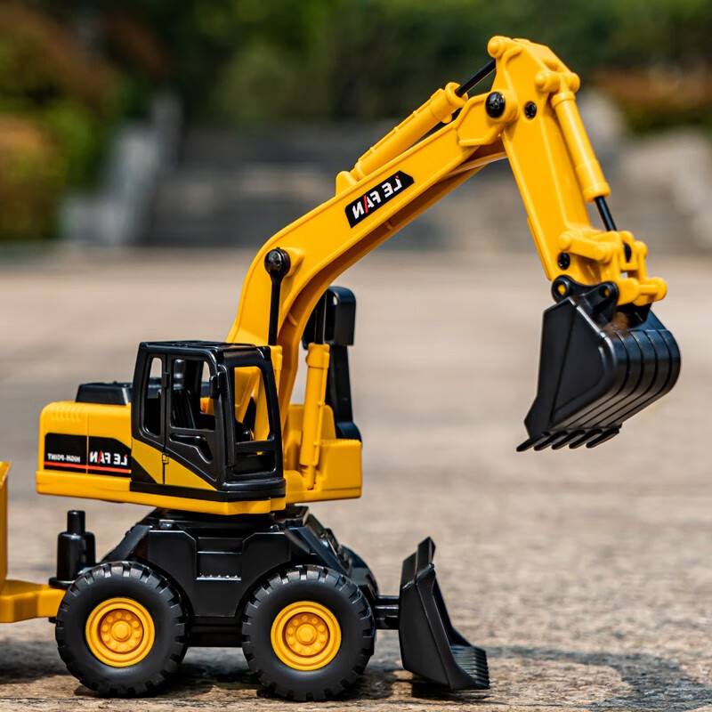 奇森(qisen)多功能工程车挖掘机拖车玩具儿童可升吊车惯性起重机模型