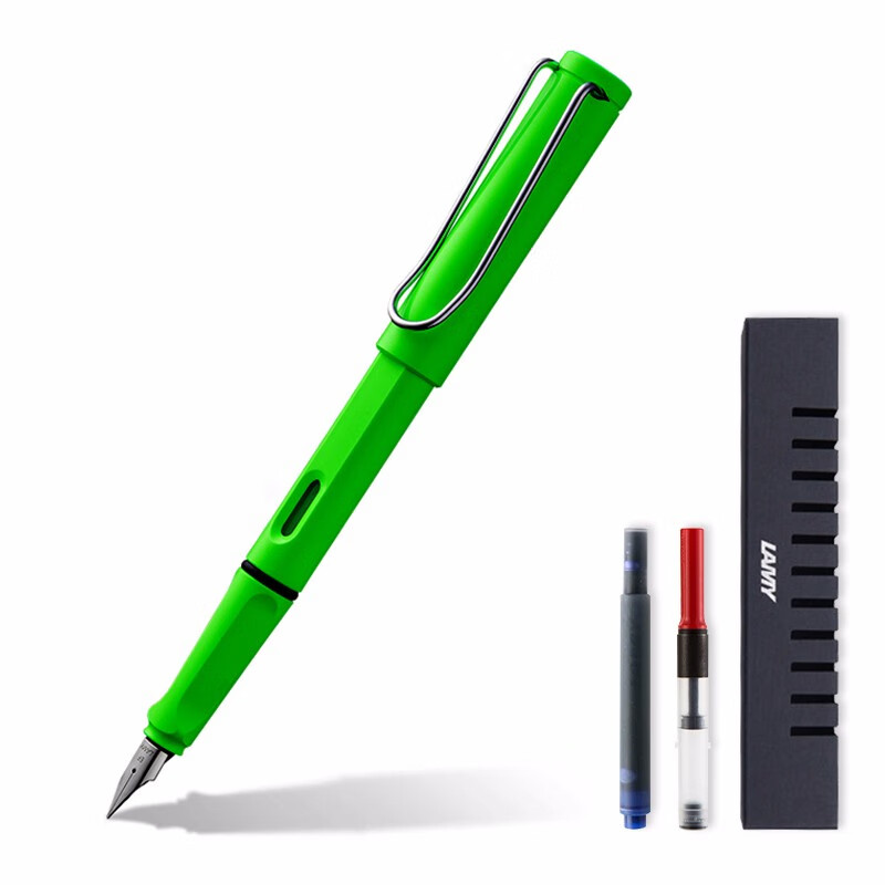 德国进口 凌美(LAMY)钢笔签字笔墨水笔Safari狩猎者亮绿F尖成人学生练字送礼钢笔（龙骨盒套装带吸墨器）
