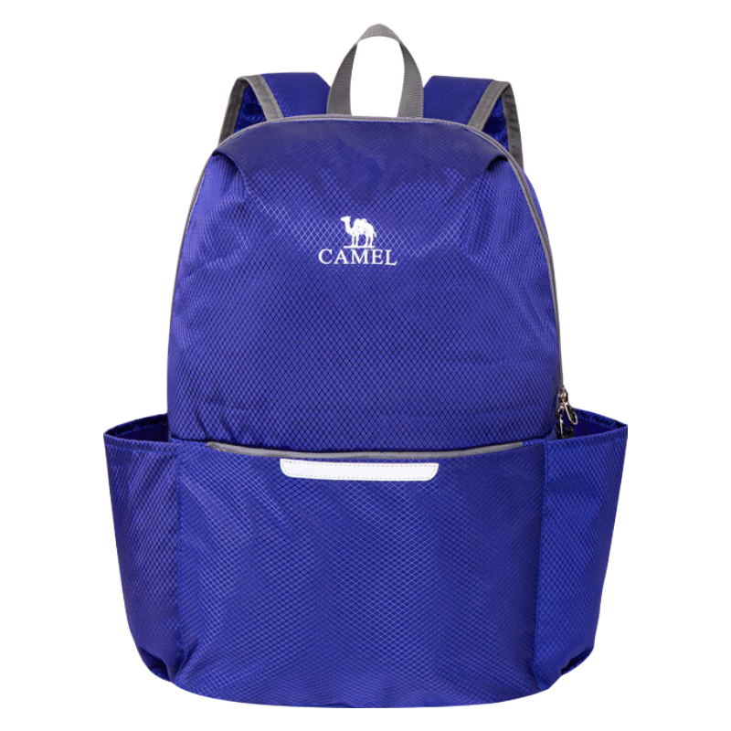 骆驼轻便双肩背包骑行背包男纯色折叠包户外运动休闲旅行登山包女 藏蓝，133DB02006A 16L