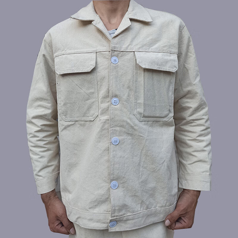 hkcz 白色工衣定制电焊工作服男厚款男装帆布电气焊工服 白色套装 165