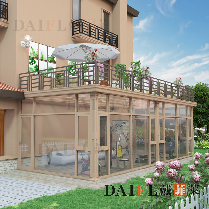 菲莱欧式别墅断桥铝合金平台阳光房庭院花园保温隔热中空玻璃顶封阳台